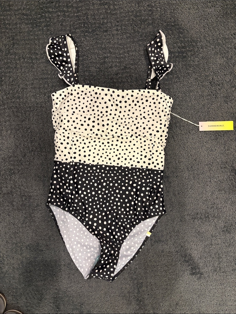 summersalt Black & White Polka Dot Ruffle Oasis One-Piece